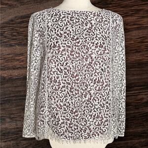 Carven French Designer Lace Blouse Top size 42 EU/M US Ivory Lined Back Zipper